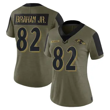 Olive Women's Cortez Braham Jr. Baltimore Ravens Limited 2021 Salute To Service Jersey