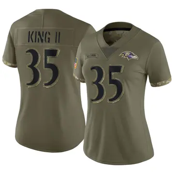Olive Women's Desmond King II Baltimore Ravens Limited 2022 Salute To Service Jersey