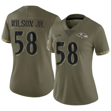 Olive Women's Dion Wilson Jr. Baltimore Ravens Limited 2022 Salute To Service Jersey