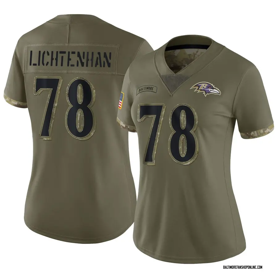 Olive Women's Gerad Lichtenhan Baltimore Ravens Limited 2022 Salute To Service Jersey