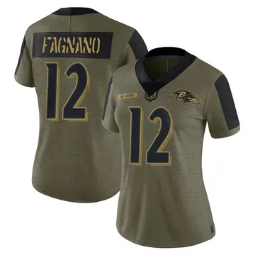 Olive Women's Joe Fagnano Baltimore Ravens Limited 2021 Salute To Service Jersey