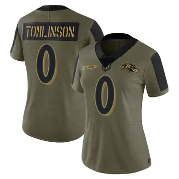 Olive Women's Laken Tomlinson Baltimore Ravens Limited 2021 Salute To Service Jersey