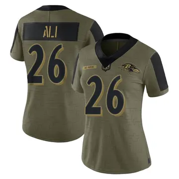 Olive Women's Rasheen Ali Baltimore Ravens Limited 2021 Salute To Service Jersey