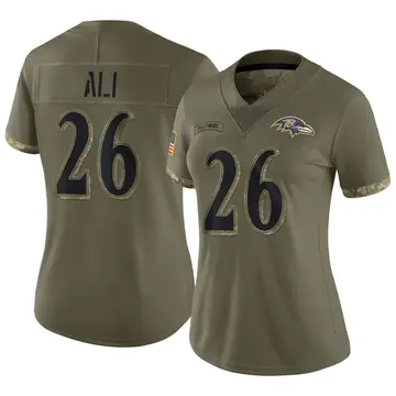 Olive Women's Rasheen Ali Baltimore Ravens Limited 2022 Salute To Service Jersey