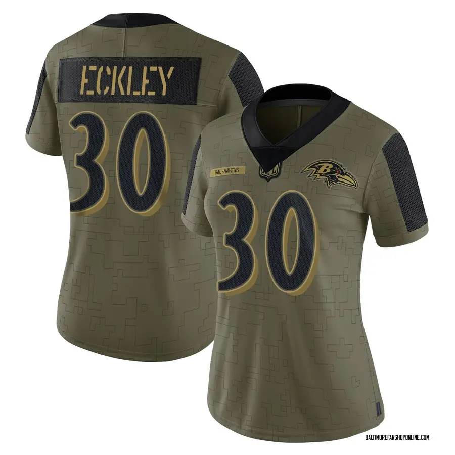 Olive Women's Ryan Eckley Baltimore Ravens Limited 2021 Salute To Service Jersey