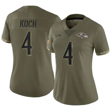 Olive Women's Sam Koch Baltimore Ravens Limited 2022 Salute To Service Jersey