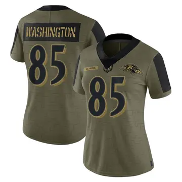 Olive Women's Scotty Washington Baltimore Ravens Limited 2021 Salute To Service Jersey