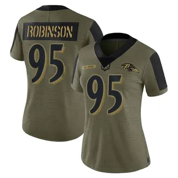 Olive Women's Tavius Robinson Baltimore Ravens Limited 2021 Salute To Service Jersey