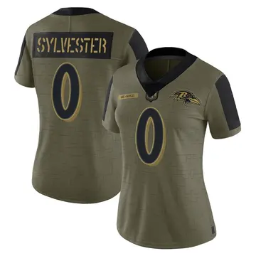 Olive Women's Trevonte Sylvester Baltimore Ravens Limited 2021 Salute To Service Jersey