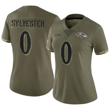 Olive Women's Trevonte Sylvester Baltimore Ravens Limited 2022 Salute To Service Jersey