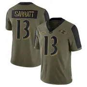Olive Youth Elijah Sarratt Baltimore Ravens Limited 2021 Salute To Service Jersey