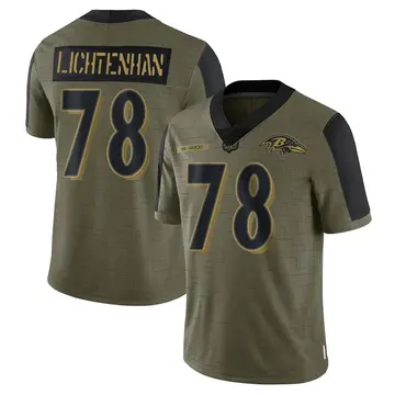 Olive Youth Gerad Lichtenhan Baltimore Ravens Limited 2021 Salute To Service Jersey