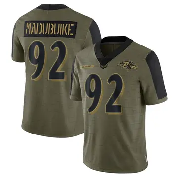 Olive Youth Nnamdi Madubuike Baltimore Ravens Limited 2021 Salute To Service Jersey