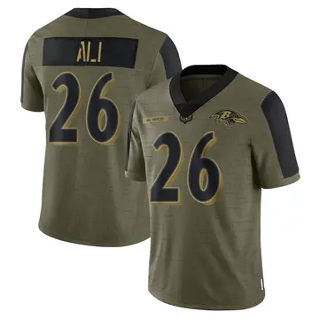 Olive Youth Rasheen Ali Baltimore Ravens Limited 2021 Salute To Service Jersey
