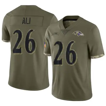 Olive Youth Rasheen Ali Baltimore Ravens Limited 2022 Salute To Service Jersey