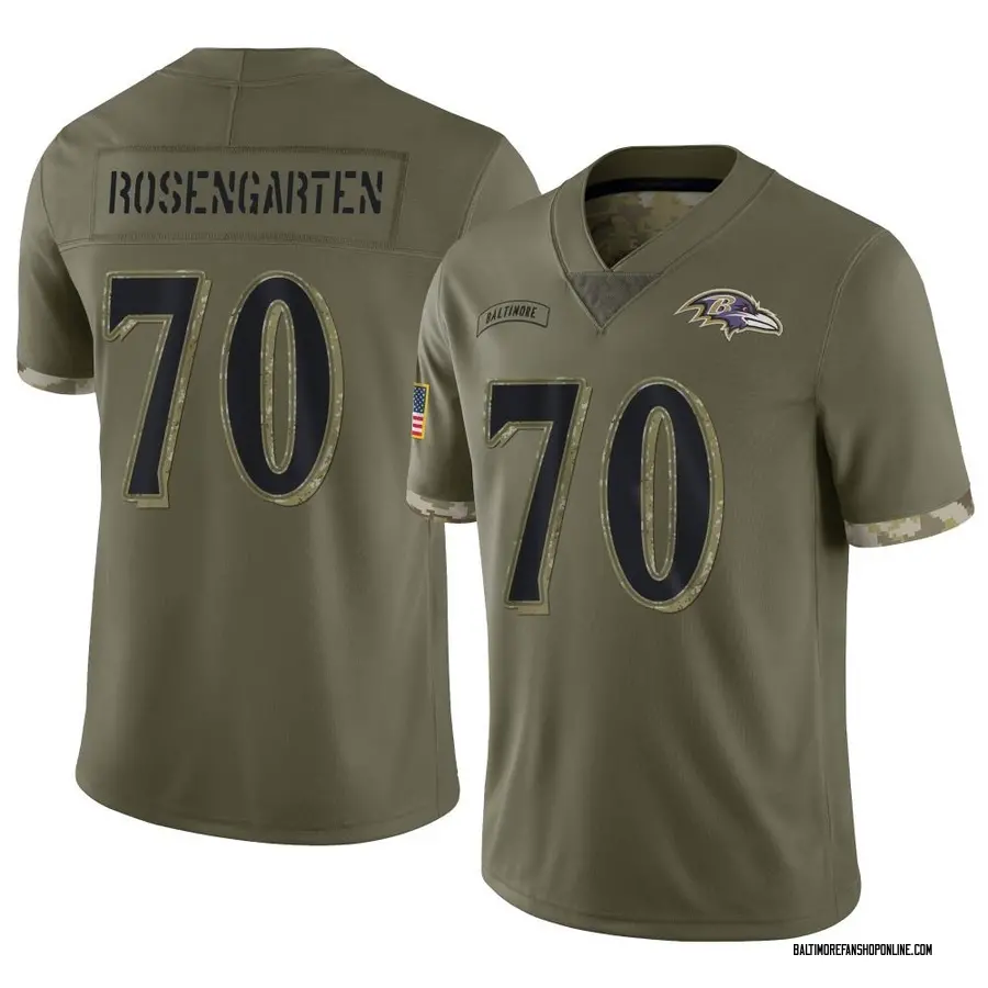 Olive Youth Roger Rosengarten Baltimore Ravens Limited 2022 Salute To Service Jersey
