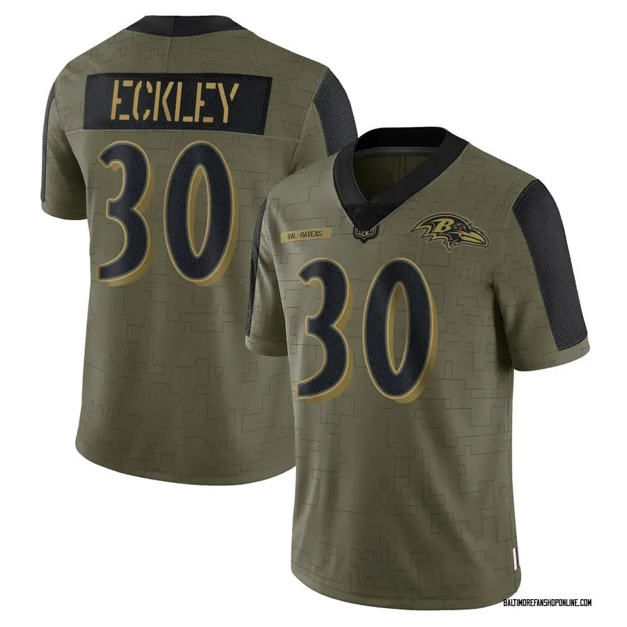 Olive Youth Ryan Eckley Baltimore Ravens Limited 2021 Salute To Service Jersey