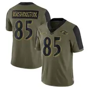 Olive Youth Scotty Washington Baltimore Ravens Limited 2021 Salute To Service Jersey