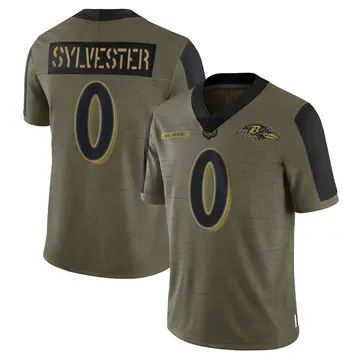 Olive Youth Trevonte Sylvester Baltimore Ravens Limited 2021 Salute To Service Jersey