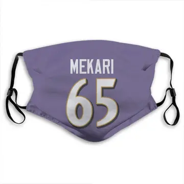 Patrick Mekari Name & Number Purple Baltimore Ravens Face Mask