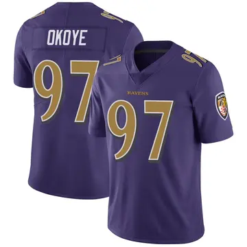 Purple Men's CJ Okoye Baltimore Ravens Limited Color Rush Vapor Untouchable Jersey