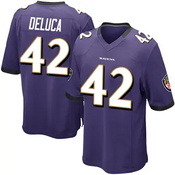 Purple Men's Dominic DeLuca Baltimore Ravens Game Team Color Jersey