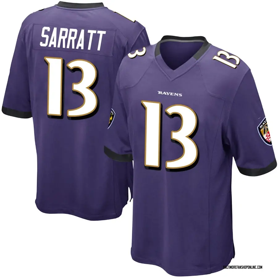 Purple Men's Elijah Sarratt Baltimore Ravens Game Team Color Jersey