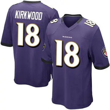 Purple Men's Keith Kirkwood Baltimore Ravens Game Team Color Jersey