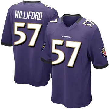 Purple Men's Reid Williford Baltimore Ravens Game Team Color Jersey