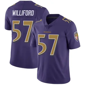 Purple Men's Reid Williford Baltimore Ravens Limited Color Rush Vapor Untouchable Jersey