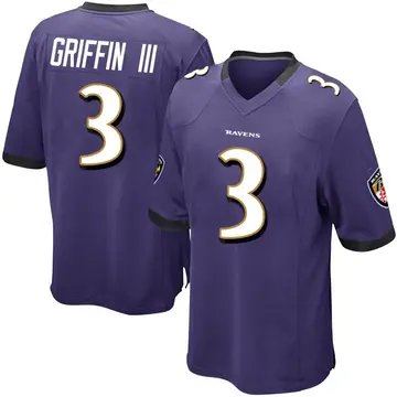 Purple Men's Robert Griffin III Baltimore Ravens Game Team Color Jersey