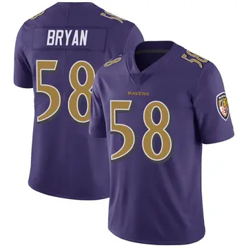 Purple Men's Taven Bryan Baltimore Ravens Limited Color Rush Vapor Untouchable Jersey