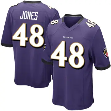 Purple Youth Carl Jones Baltimore Ravens Game Team Color Jersey