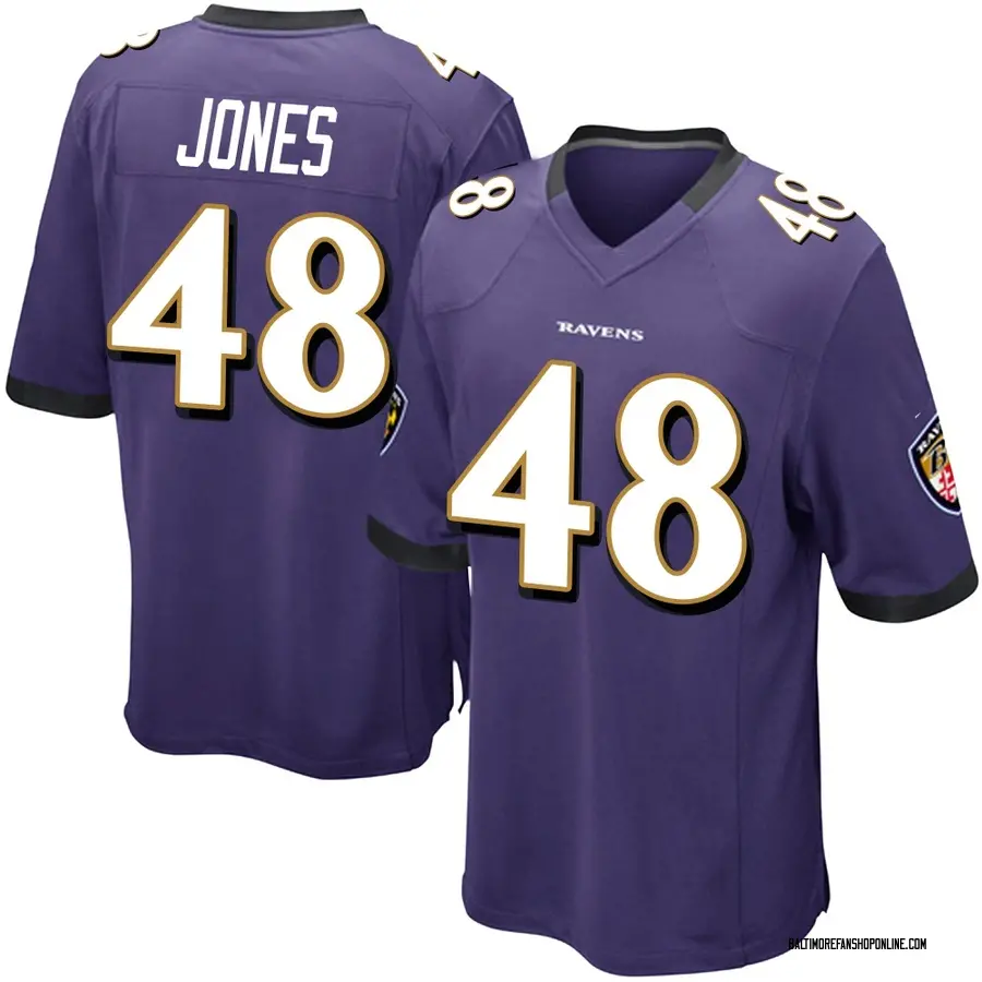 Purple Youth Carl Jones Baltimore Ravens Game Team Color Jersey