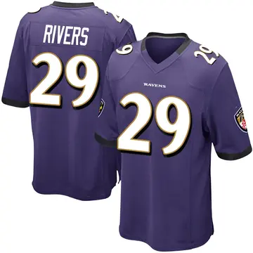 Purple Youth Chandler Rivers Baltimore Ravens Game Team Color Jersey