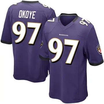 Purple Youth CJ Okoye Baltimore Ravens Game Team Color Jersey