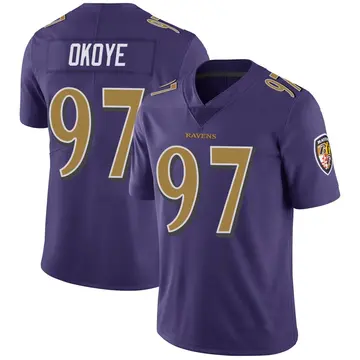 Purple Youth CJ Okoye Baltimore Ravens Limited Color Rush Vapor Untouchable Jersey