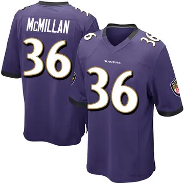 Purple Youth Dontae McMillan Baltimore Ravens Game Team Color Jersey