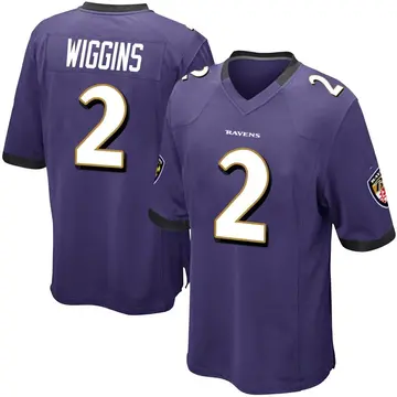 Purple Youth Nate Wiggins Baltimore Ravens Game Team Color Jersey