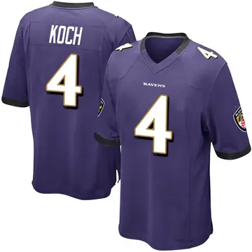 Purple Youth Sam Koch Baltimore Ravens Game Team Color Jersey