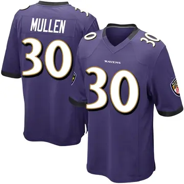 Purple Youth Trayvon Mullen Baltimore Ravens Game Team Color Jersey