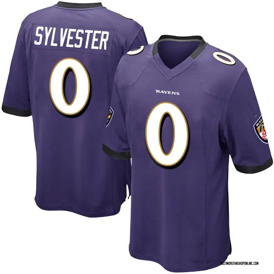 Purple Youth Trevonte Sylvester Baltimore Ravens Game Team Color Jersey