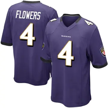 Purple Youth Zay Flowers Baltimore Ravens Game Team Color Jersey