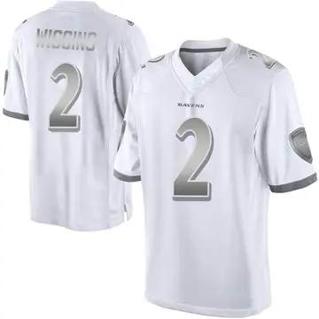 White Men's Nate Wiggins Baltimore Ravens Limited Platinum Jersey