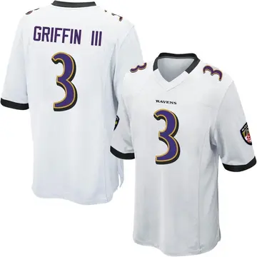 White Men's Robert Griffin III Baltimore Ravens Game Jersey