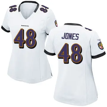 White Women's Carl Jones Baltimore Ravens Game Jersey
