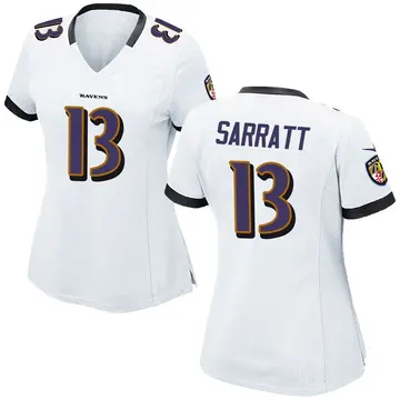 White Women's Elijah Sarratt Baltimore Ravens Game Jersey