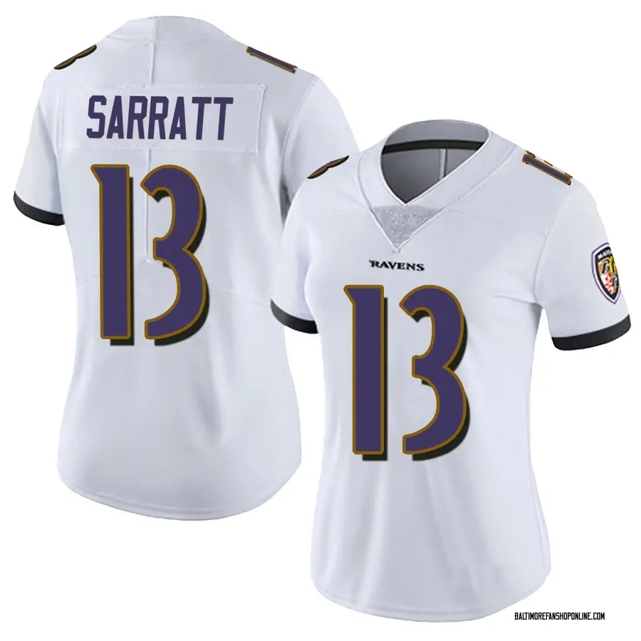 White Women's Elijah Sarratt Baltimore Ravens Limited Vapor Untouchable Jersey