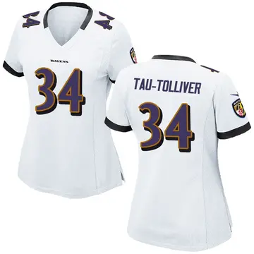White Women's Elijah Tau-Tolliver Baltimore Ravens Game Jersey
