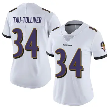 White Women's Elijah Tau-Tolliver Baltimore Ravens Limited Vapor Untouchable Jersey